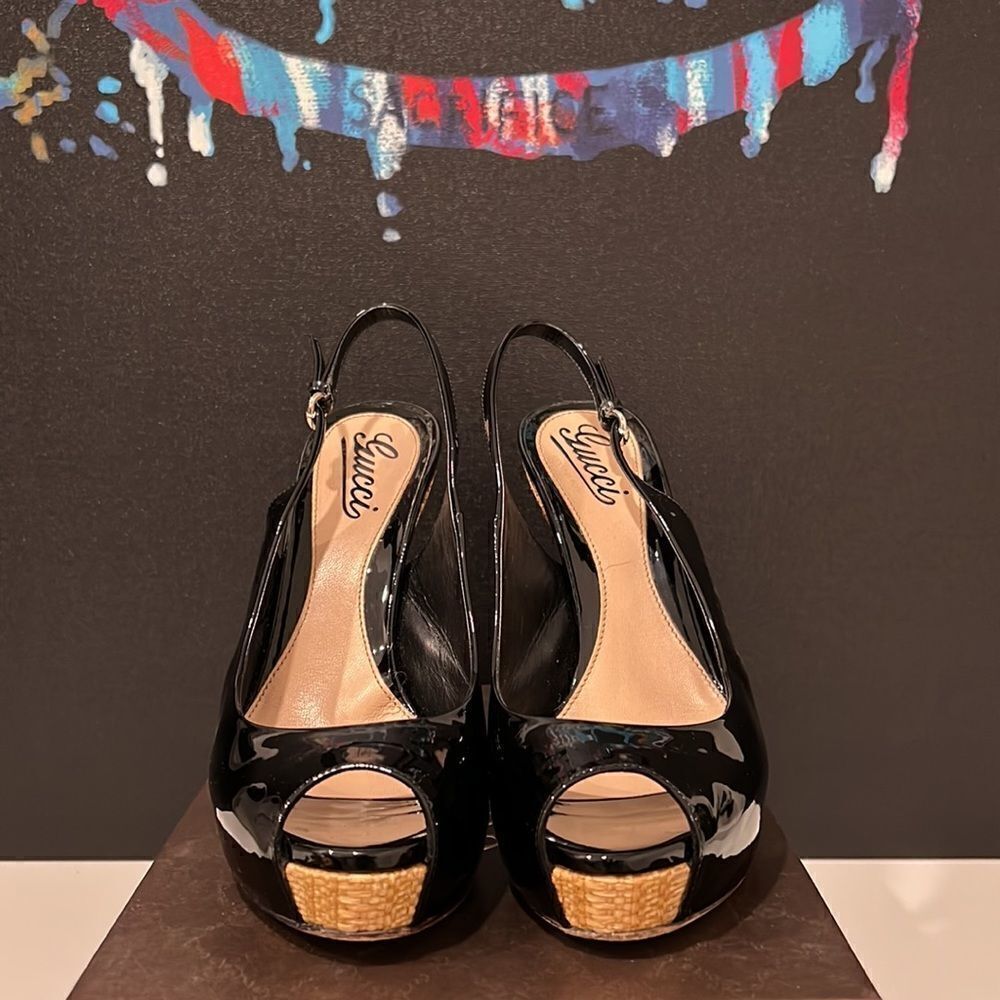 Gucci Patent Peep Toe Heels - Picture 2 of 10